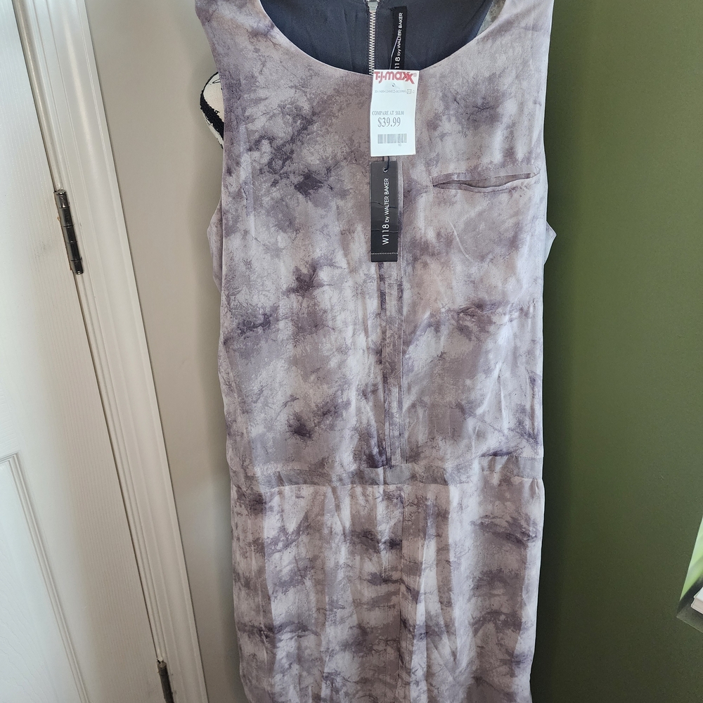 Gray and Brown Sleeveless Sheath Midi Dress